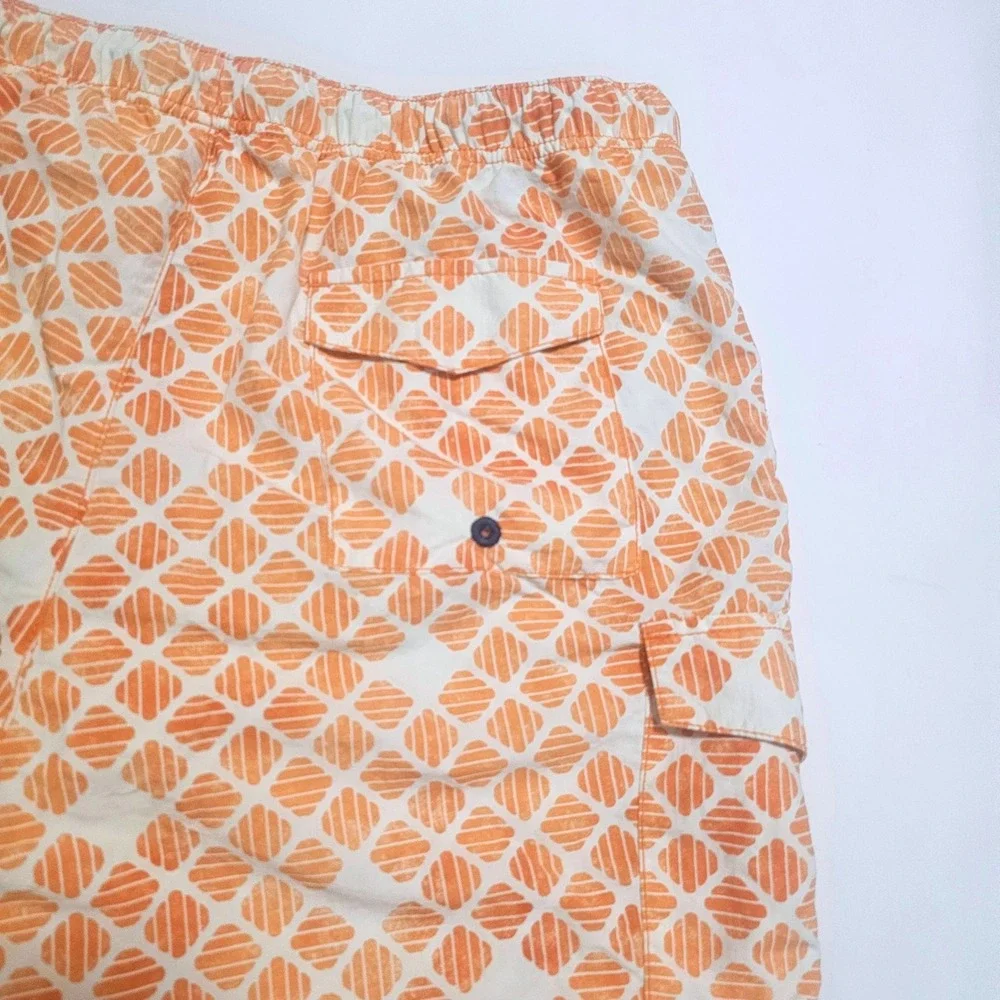 Tommy Bahama Relax Mens XL Swim Trunks Orange Geometric Diamond Mesh Lined 18
